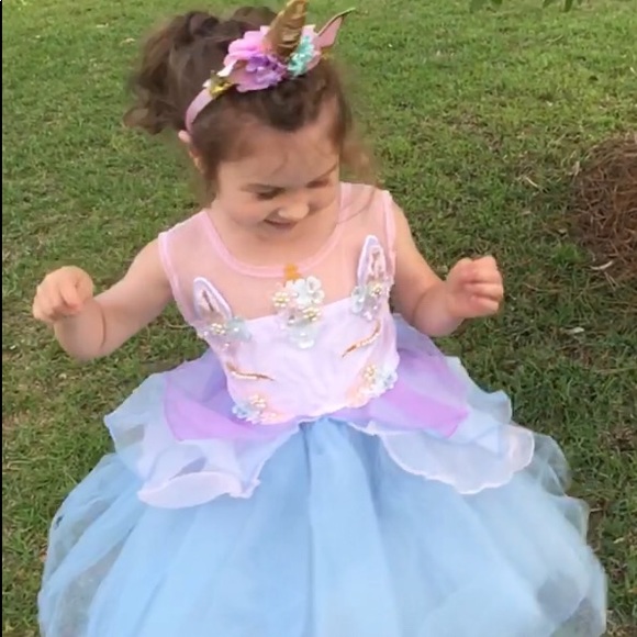 Last 1! Unicorn Birthday Dress & Headband costume - Picture 4 of 7